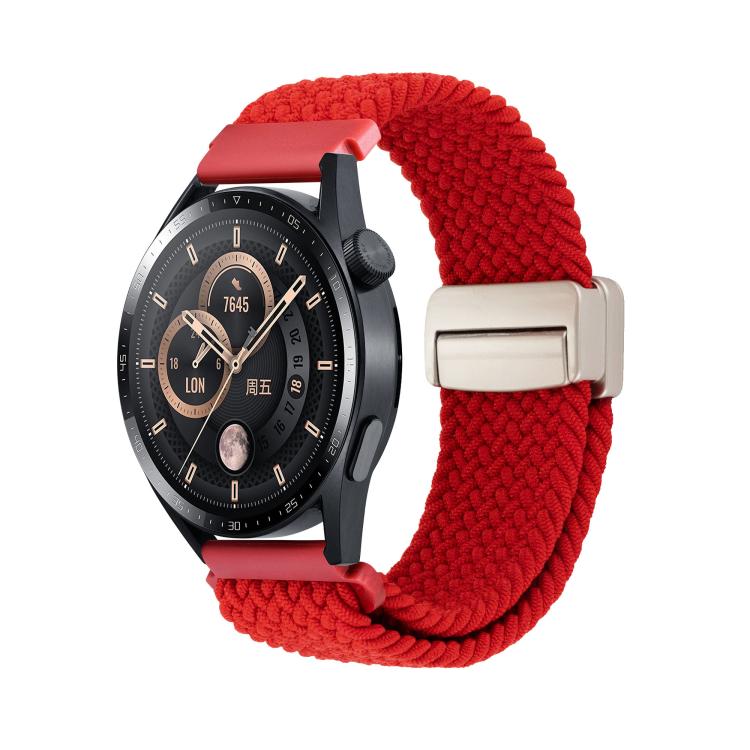 Magnetic Buckle Nylon Braided Watch Band — Pink