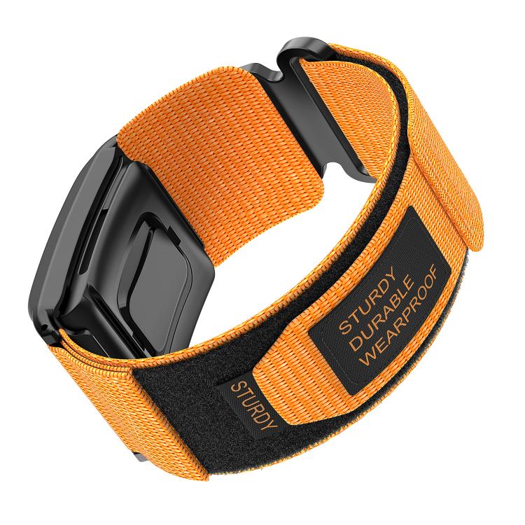 Two Sections Hook And Loop Fastener Nylon Watch Band — Orange