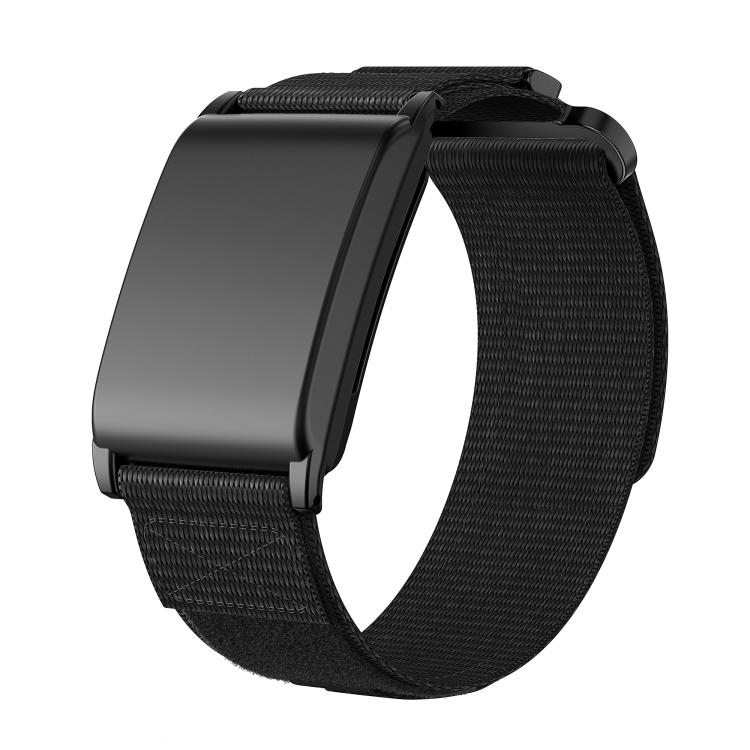 Two Sections Hook And Loop Fastener Nylon Watch Band — Black