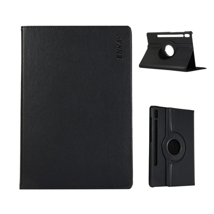 ENKAY 360 Degree Rotation Litchi Leather Smart Tablet Case