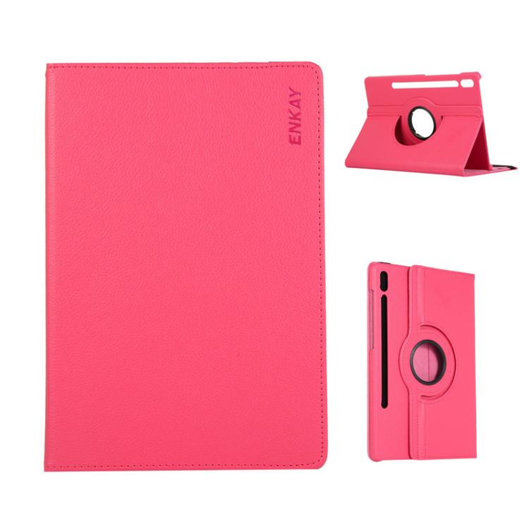 ENKAY 360 Degree Rotation Litchi Leather Smart Tablet Case