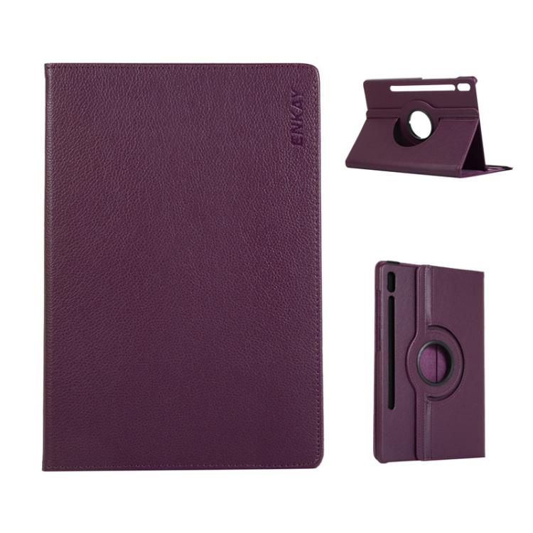 ENKAY 360 Degree Rotation Litchi Leather Smart Tablet Case