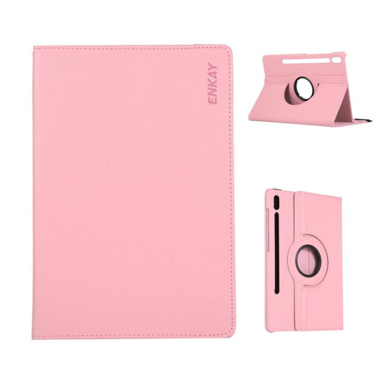 ENKAY 360 Degree Rotation Litchi Leather Smart Tablet Case