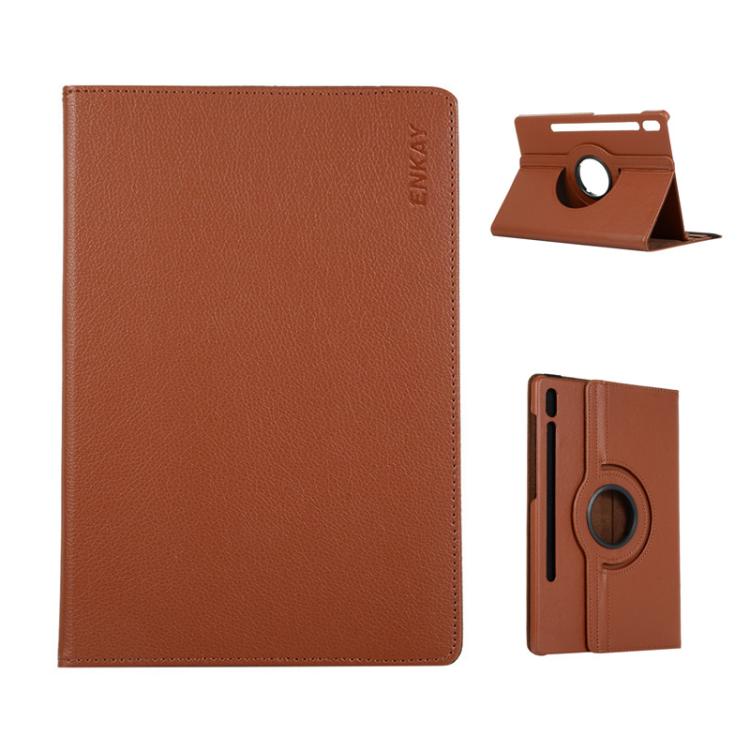 ENKAY 360 Degree Rotation Litchi Leather Smart Tablet Case