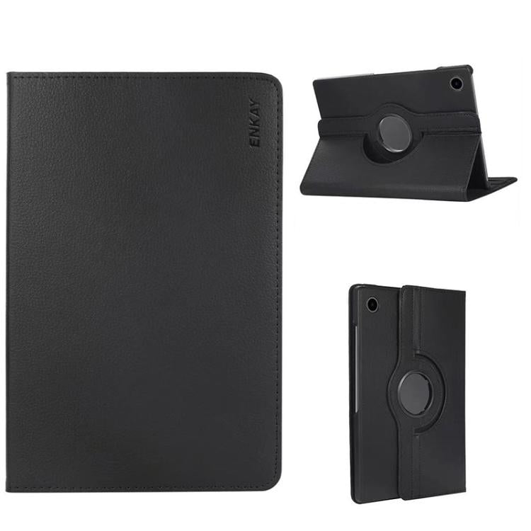 ENKAY 360 Degree Rotation Litchi Leather Smart Tablet Case