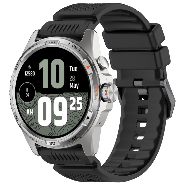 Black Steel Buckle Silicone Watch Band — Orange