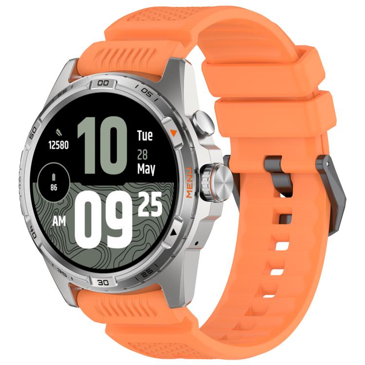 Black Steel Buckle Silicone Watch Band — Red