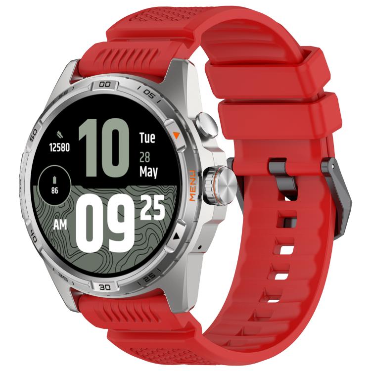 Black Steel Buckle Silicone Watch Band — Gray