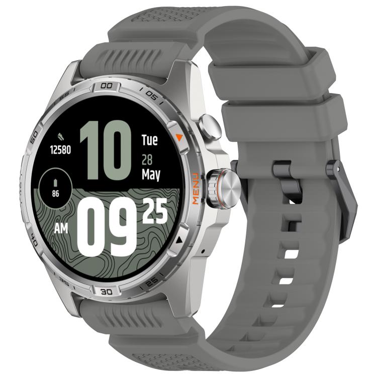 Black Steel Buckle Silicone Watch Band — Purple