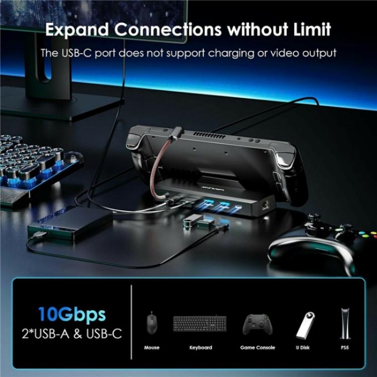 WAVLINK UHP3426 For Steam Deck Gigabit RJ45 100W PD Hub Adapter 6 in 1 Docking Station — view 5
