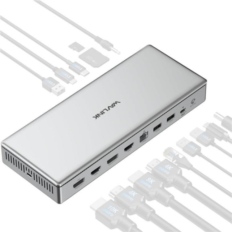 WAVLINK WL-UG75PD1-DH2 USB-C / Type-C Displaylink DL7400 Docking Station Support Quad Display