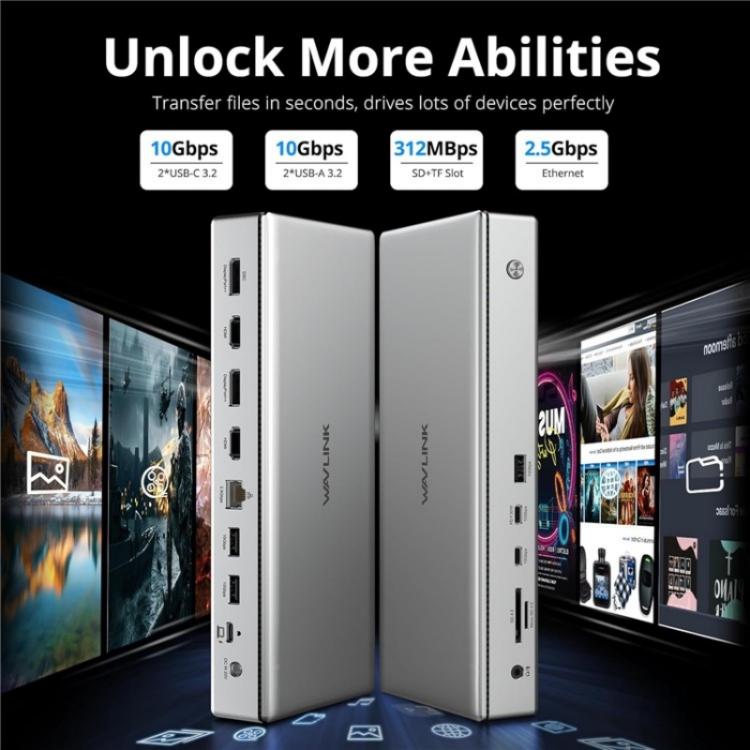 WAVLINK WL-UG75PD1-DH2 USB-C / Type-C Displaylink DL7400 Docking Station Support Quad Display