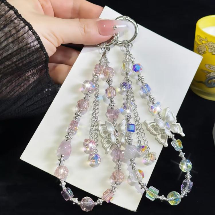 Three-Dimensional Butterfly Tassel Bead Crystal Bracelet