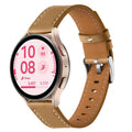 Push Button Silver Steel Buckle Genuine Leather Watch Band