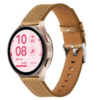 Push Button Silver Steel Buckle Genuine Leather Watch Band