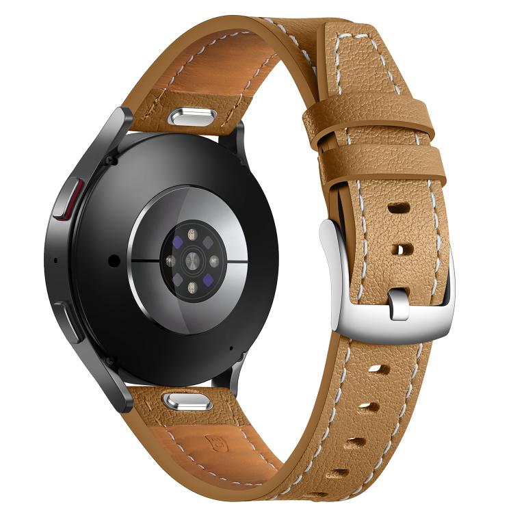 Push Button Silver Steel Buckle Genuine Leather Watch Band