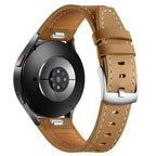 Push Button Silver Steel Buckle Genuine Leather Watch Band