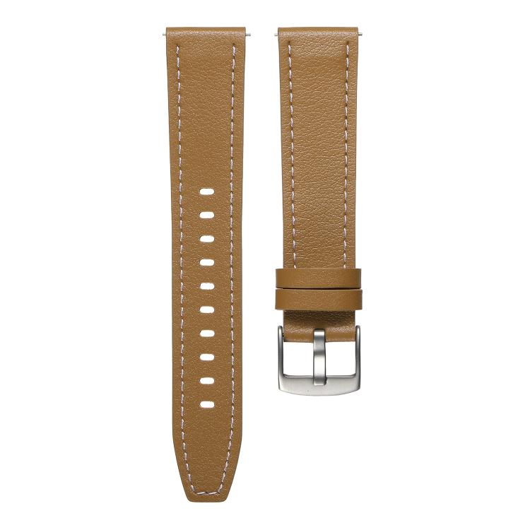 Push Button Silver Steel Buckle Genuine Leather Watch Band