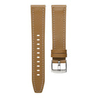 Push Button Silver Steel Buckle Genuine Leather Watch Band