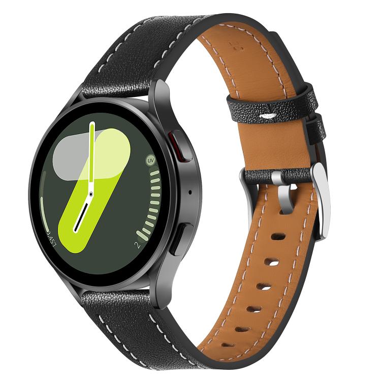 Push Button Silver Steel Buckle Genuine Leather Watch Band — Brown