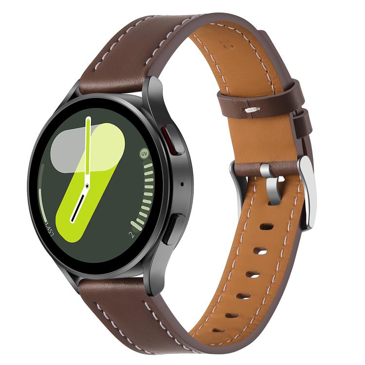 Push Button Silver Steel Buckle Genuine Leather Watch Band — view 15