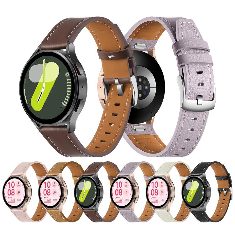 Push Button Silver Steel Buckle Genuine Leather Watch Band