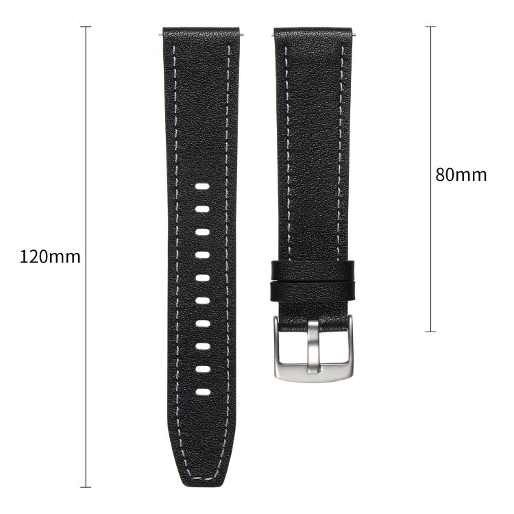 Push Button Silver Steel Buckle Genuine Leather Watch Band