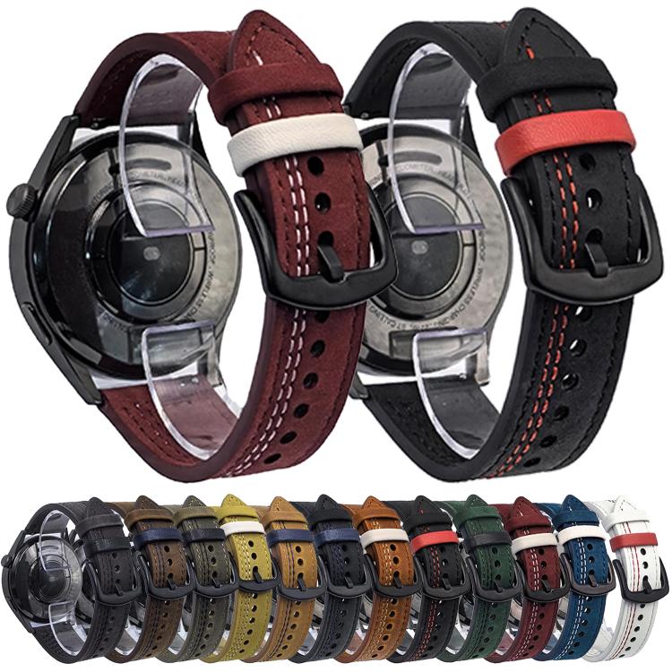 Seven-Line Tri-Star Buckle Pull Up Leather Watch Band