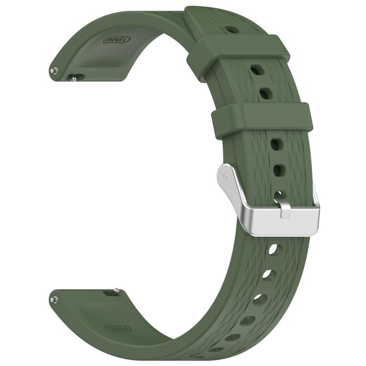 18mm Rhombus Texture Quick Release Buckle Silicone Watch Band — Dark Green
