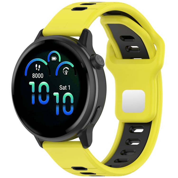 Two Color Reverse Buckle Striped Silicone Watch Band — Yellow Black