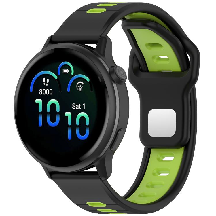 Two Color Reverse Buckle Striped Silicone Watch Band — Black Green