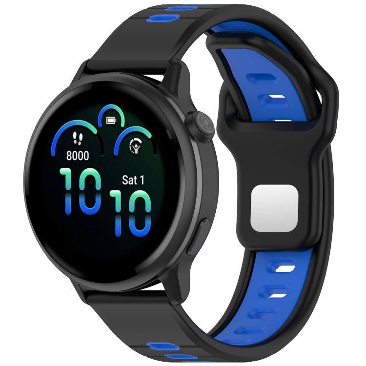Two Color Reverse Buckle Striped Silicone Watch Band — Black Blue
