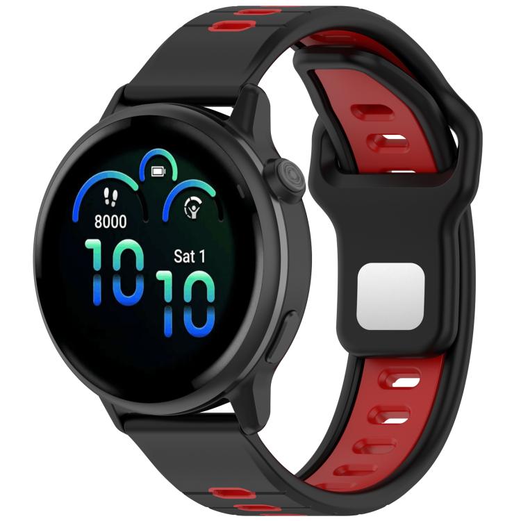 Two Color Reverse Buckle Striped Silicone Watch Band — Black Red