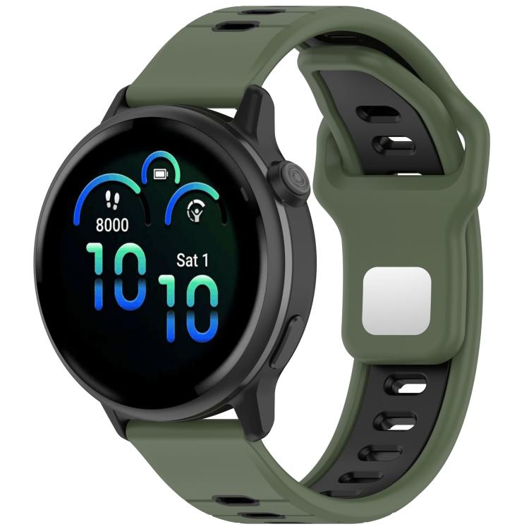 Two Color Reverse Buckle Striped Silicone Watch Band — Green Black