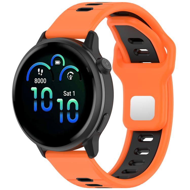 Two Color Reverse Buckle Striped Silicone Watch Band — Orange Black