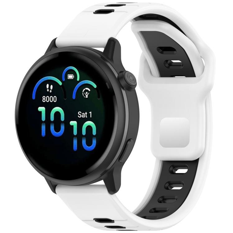 Two Color Reverse Buckle Striped Silicone Watch Band — White Black