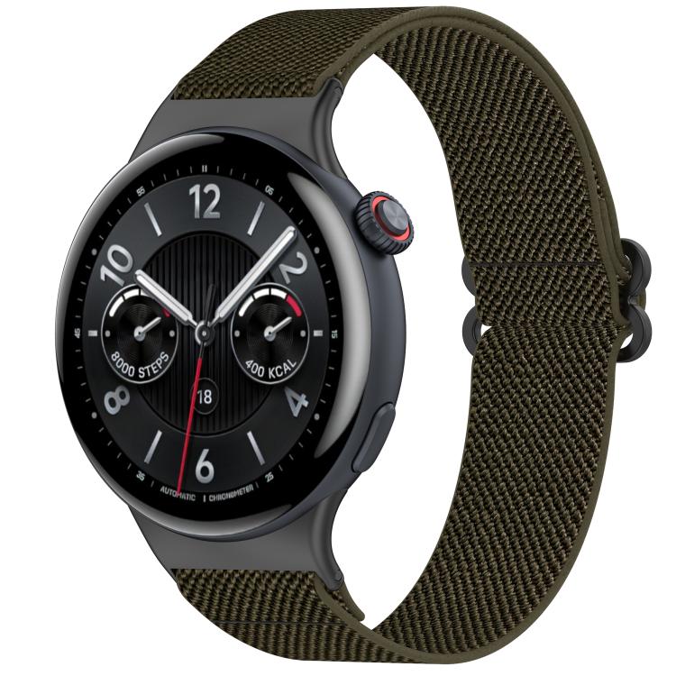 Ethnic Style Elastic Nylon Braided Watch Band — Army Green