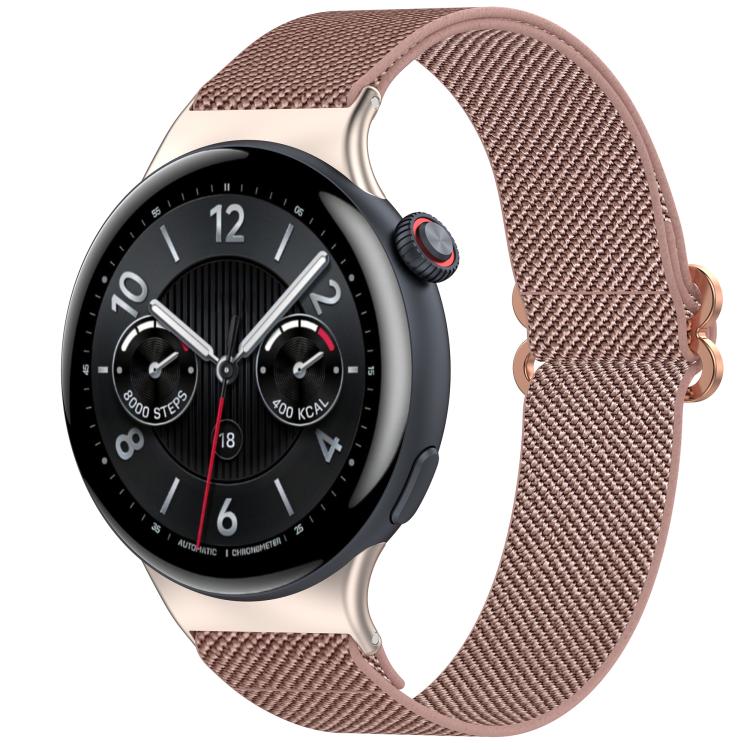 Ethnic Style Elastic Nylon Braided Watch Band — Rose Pink