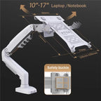 NORTH BAYOU F80-FP For 10-17 Inch Laptop Height Adjustable Desktop Mount Bracket — White