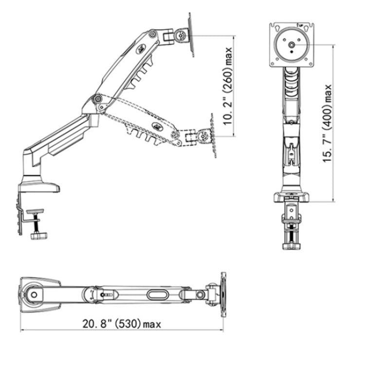 NORTH BAYOU F80-FP For 10-17 Inch Laptop Height Adjustable Desktop Mount Bracket — view 10