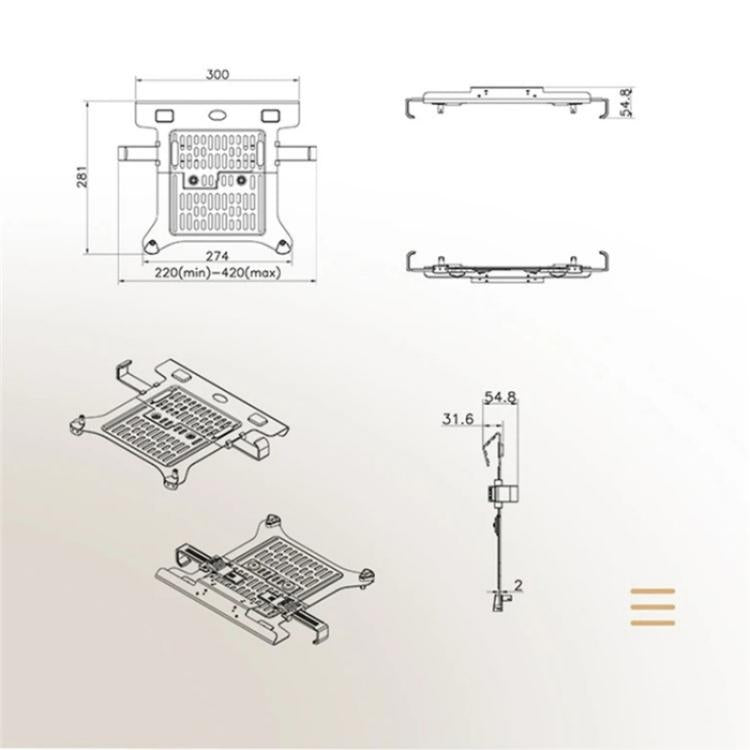 NORTH BAYOU F80-FP For 10-17 Inch Laptop Height Adjustable Desktop Mount Bracket — view 11