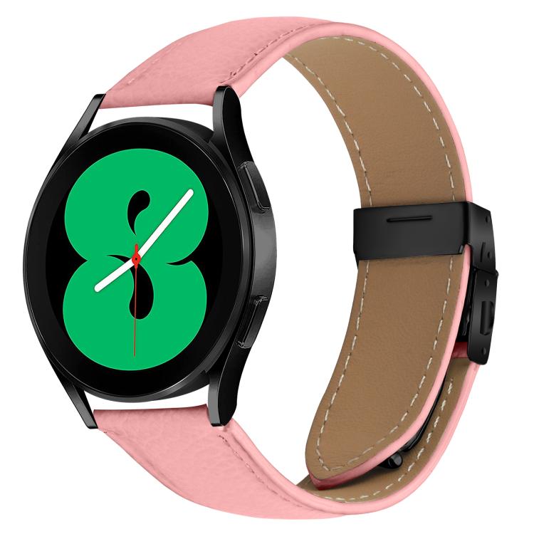 Lychee Texture Black Turtle Back Buckle Leather Watch Band