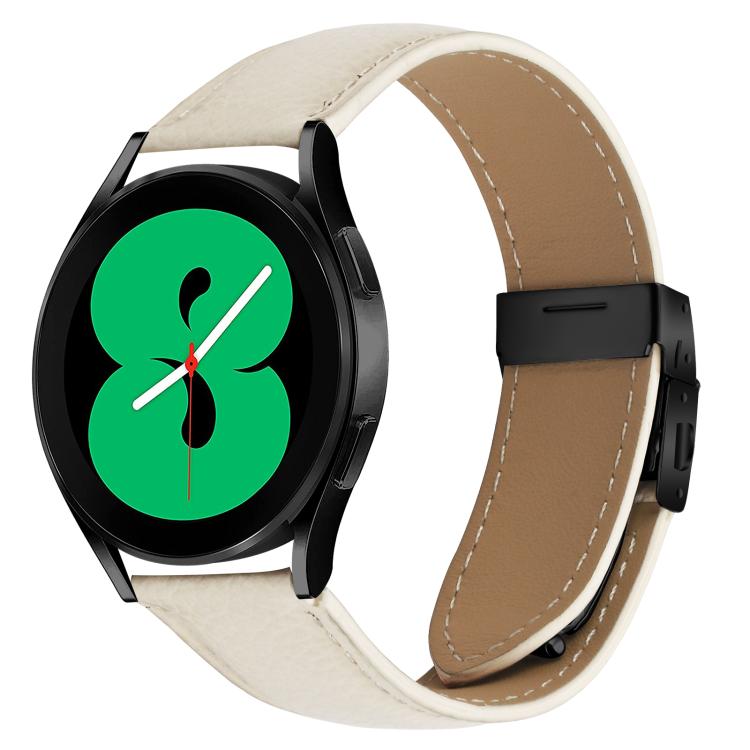 Lychee Texture Black Turtle Back Buckle Leather Watch Band — Camel