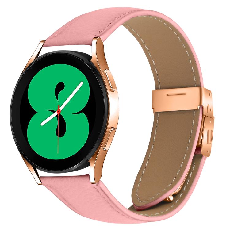 Lychee Texture Rose Gold Turtle Back Buckle Leather Watch Band