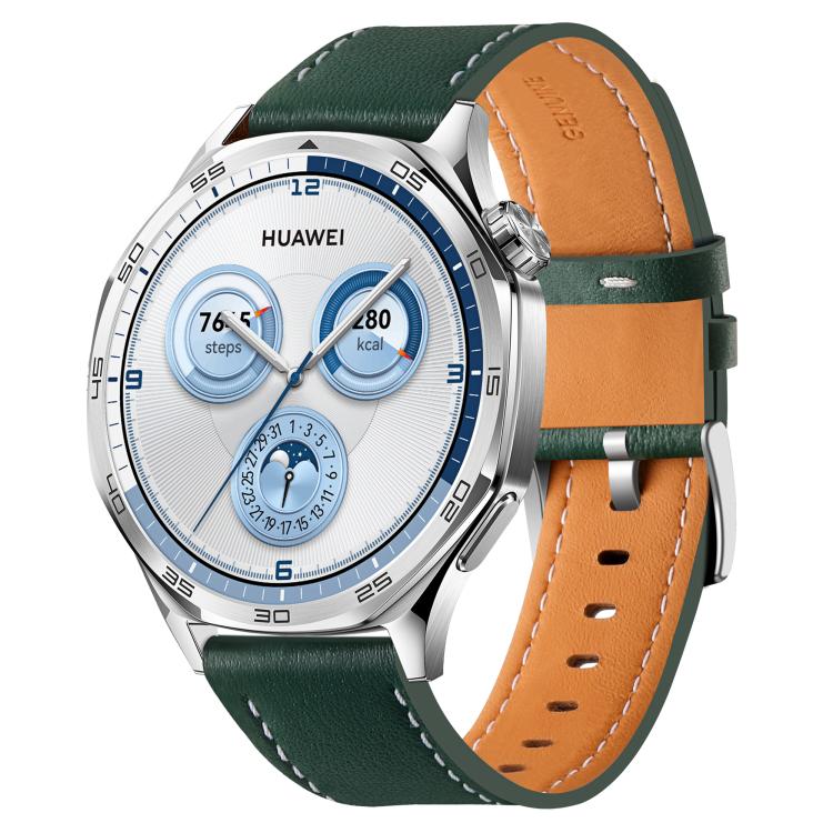 Quick Release Button Buckle Genuine Leather Watch Band — Green