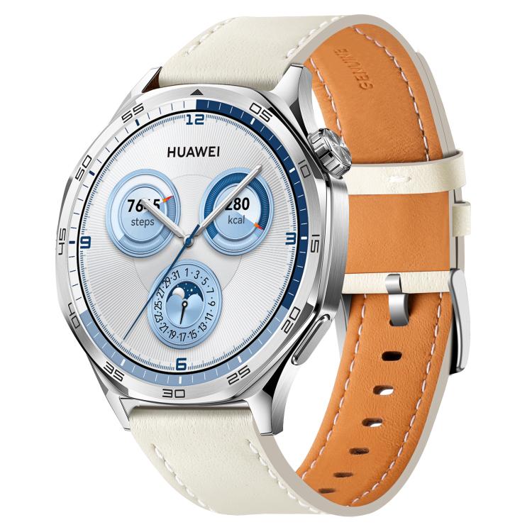 Quick Release Button Buckle Genuine Leather Watch Band — Creamy White