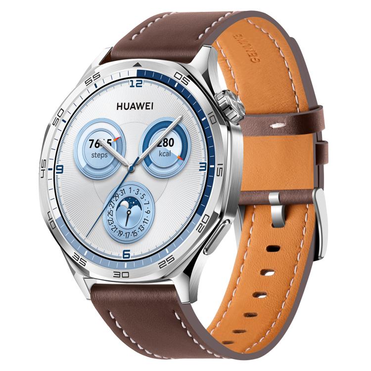 Quick Release Button Buckle Genuine Leather Watch Band — Brown