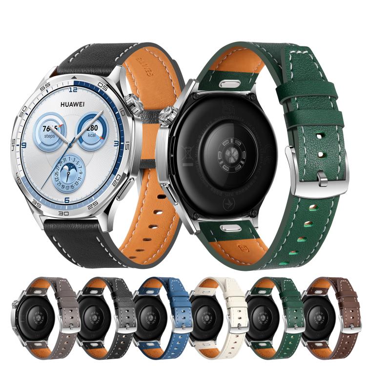 Quick Release Button Buckle Genuine Leather Watch Band