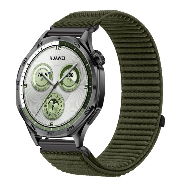 Woven Nylon Hook And Loop Fastener Metal Interface Watch Band — 22mm