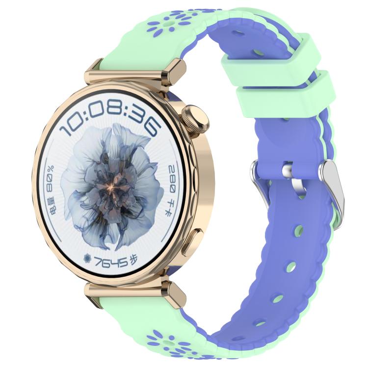 Two Color Sunflower Silicone Watch Band — Teal Blue